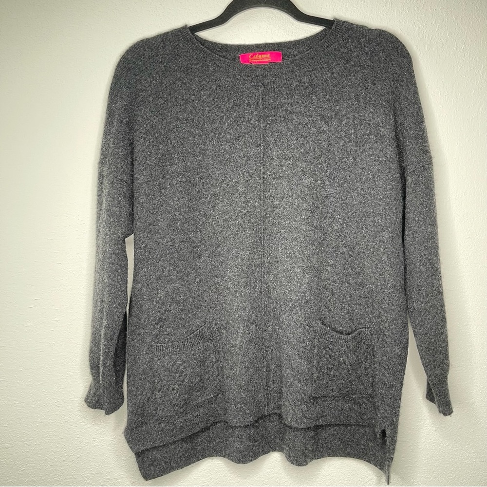 Catherine Malandrino Sweater 100% Cashmere Pullover‎ Crew Neck grey size Large